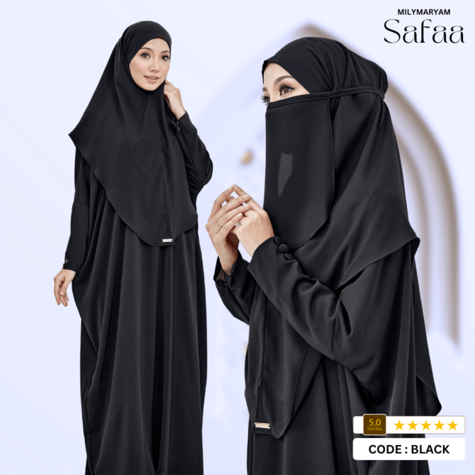 SAFAA - Set Jubah + Tudung Khimar