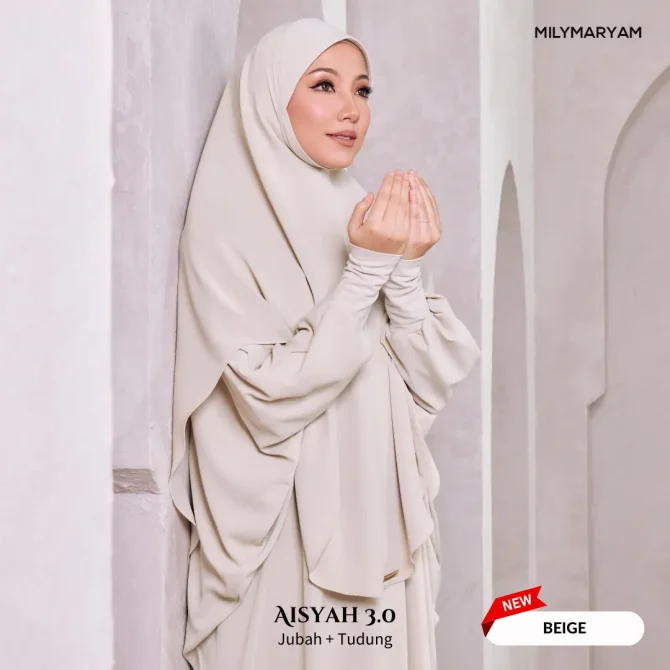 [NEW] Milymaryam - Aisyah 3.0 - Set Jubah & Tudung Sarung - Ready To Solat, Umrah & Harian, Exclusive Pearl Chiffon - Batwing Loose Fit Freesize
