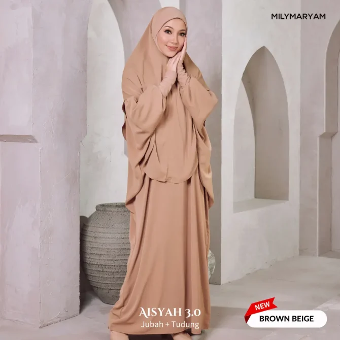 [NEW] Milymaryam - Aisyah 3.0 - Set Jubah & Tudung Sarung - Ready To Solat, Umrah & Harian, Exclusive Pearl Chiffon - Batwing Loose Fit Freesize