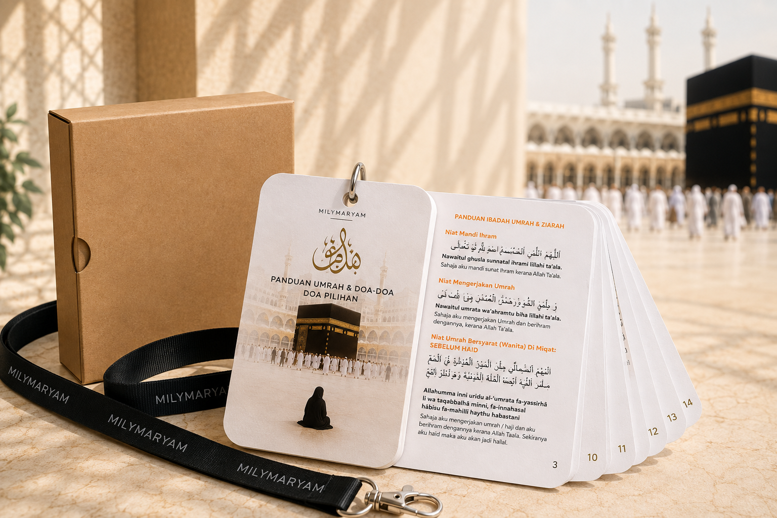 Set Flashcard Panduan Umrah MILYMARYAM bersama lanyard dan kotak