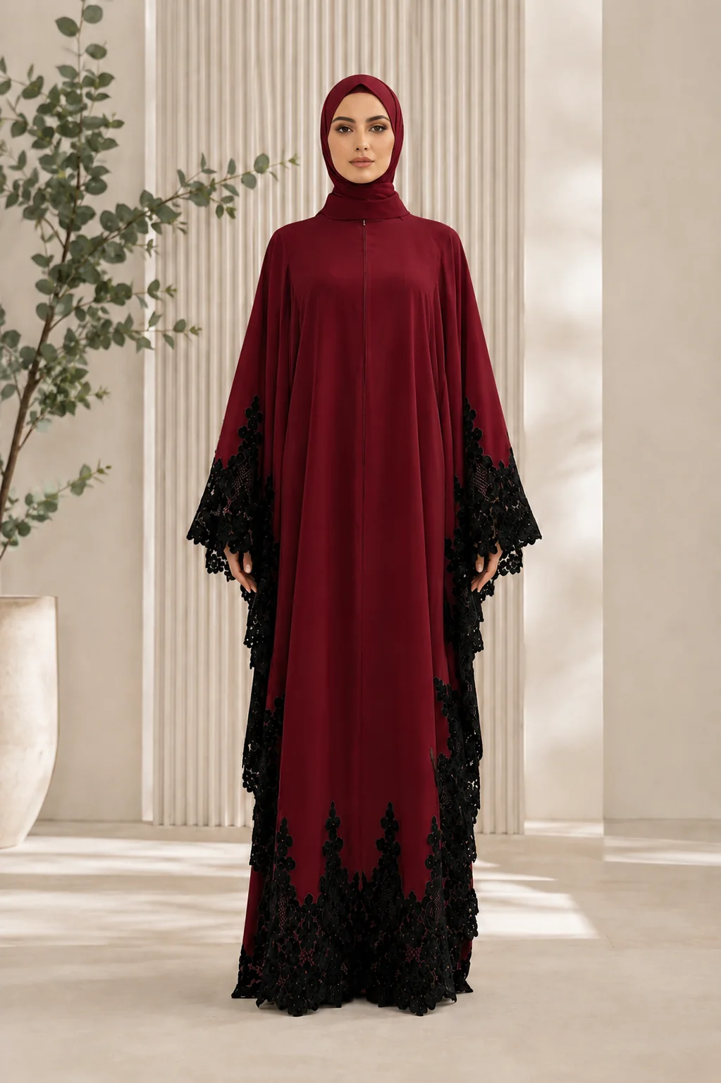RAYAH Ruby Maroon with Black Lace